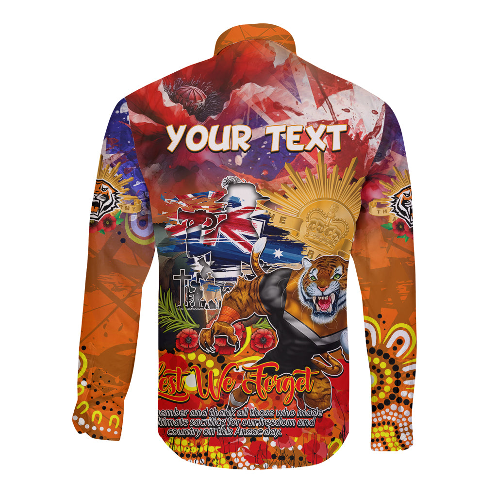 Personalised Australia Rugby Tigers ANZAC Long Sleeve Button Shirt Wests Scratch Style