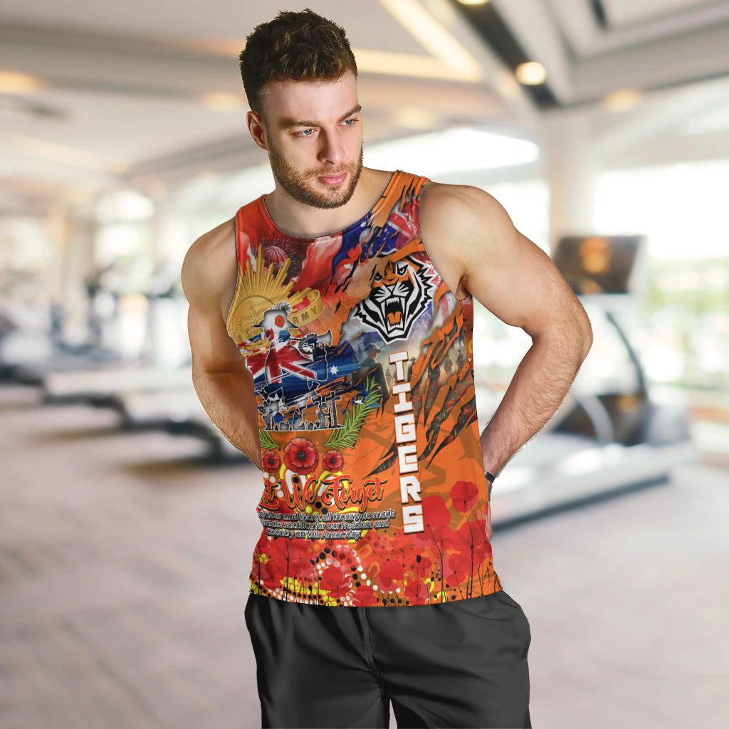 Personalised Australia Rugby Tigers ANZAC Men Tank Top Wests Scratch Style