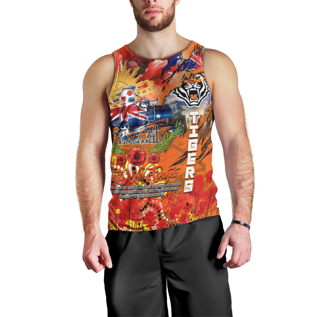 Personalised Australia Rugby Tigers ANZAC Men Tank Top Wests Scratch Style