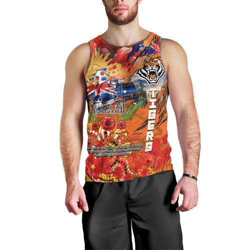 Personalised Australia Rugby Tigers ANZAC Men Tank Top Wests Scratch Style