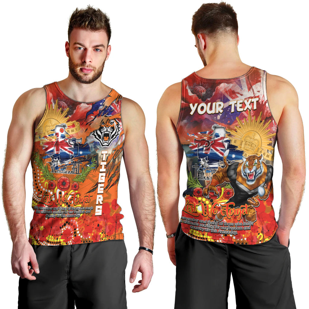 Personalised Australia Rugby Tigers ANZAC Men Tank Top Wests Scratch Style
