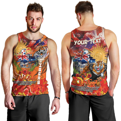 Personalised Australia Rugby Tigers ANZAC Men Tank Top Wests Scratch Style