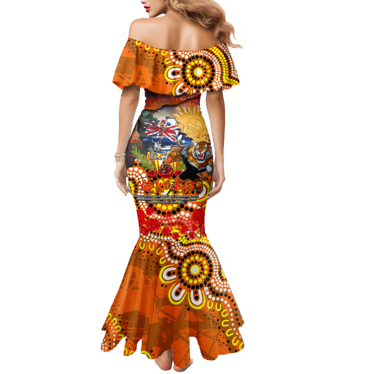 Personalised Australia Rugby Tigers ANZAC Mermaid Dress Wests Scratch Style