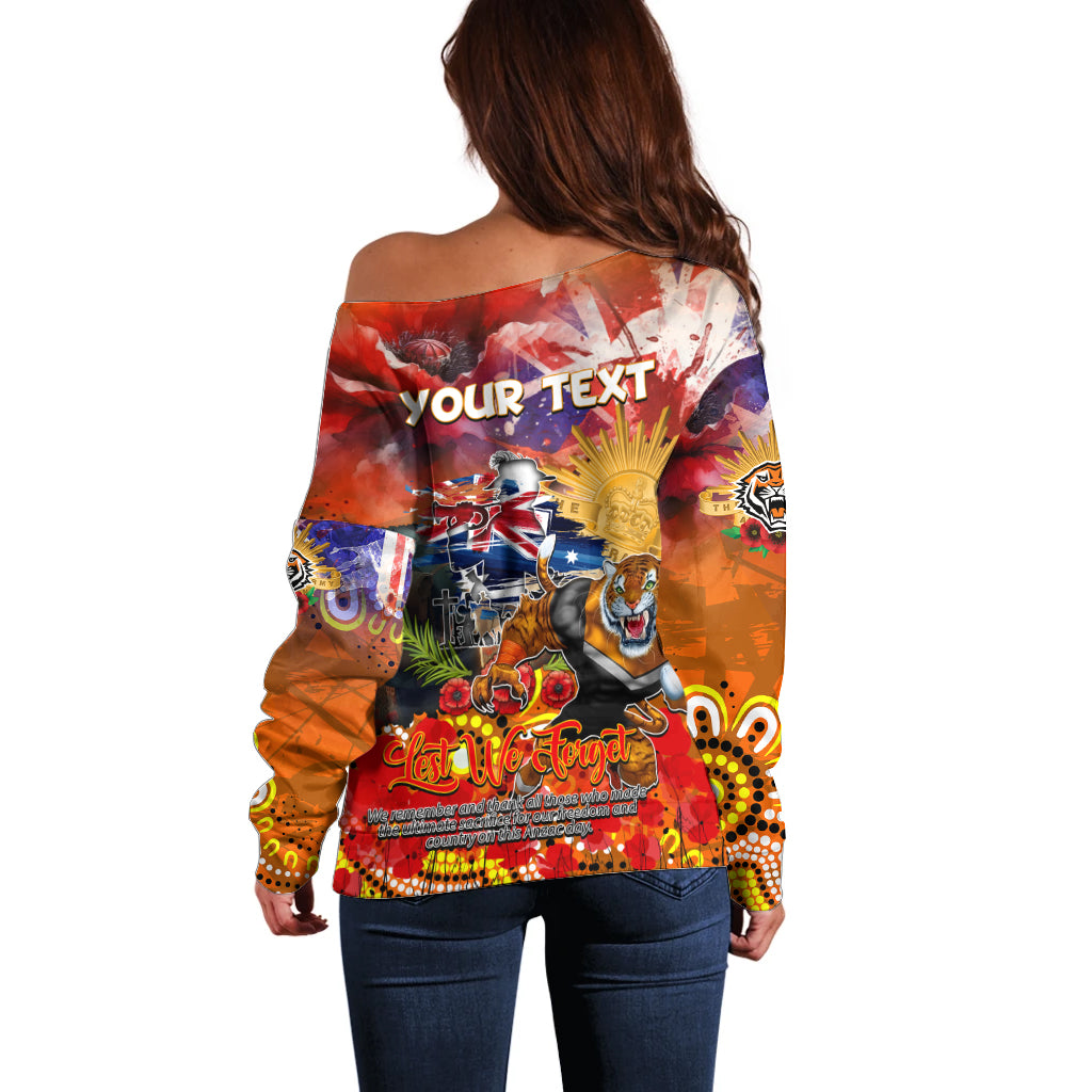 Personalised Australia Rugby Tigers ANZAC Off Shoulder Sweater Wests Scratch Style