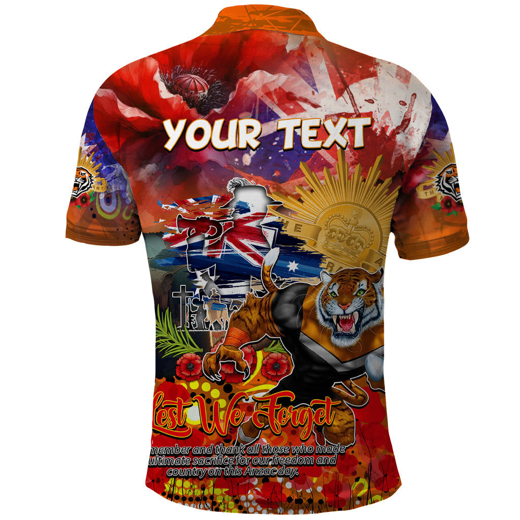 Personalised Australia Rugby Tigers ANZAC Polo Shirt Wests Scratch Style