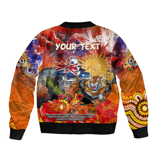 Personalised Australia Rugby Tigers ANZAC Sleeve Zip Bomber Jacket Wests Scratch Style