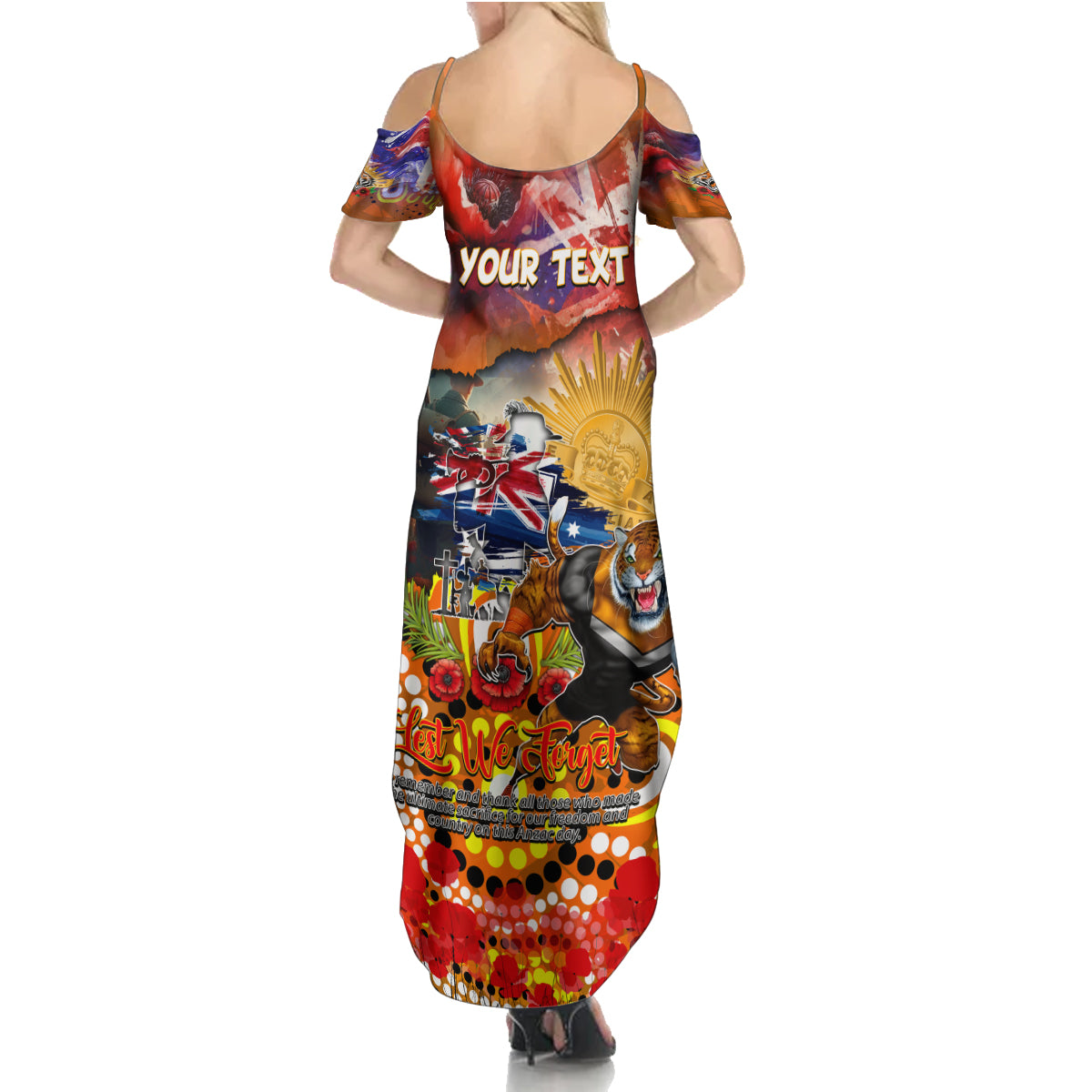 Personalised Australia Rugby Tigers ANZAC Summer Maxi Dress Wests Scratch Style