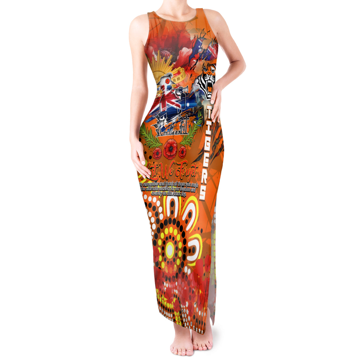 Personalised Australia Rugby Tigers ANZAC Tank Maxi Dress Wests Scratch Style