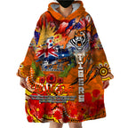 Personalised Australia Rugby Tigers ANZAC Wearable Blanket Hoodie Wests Scratch Style