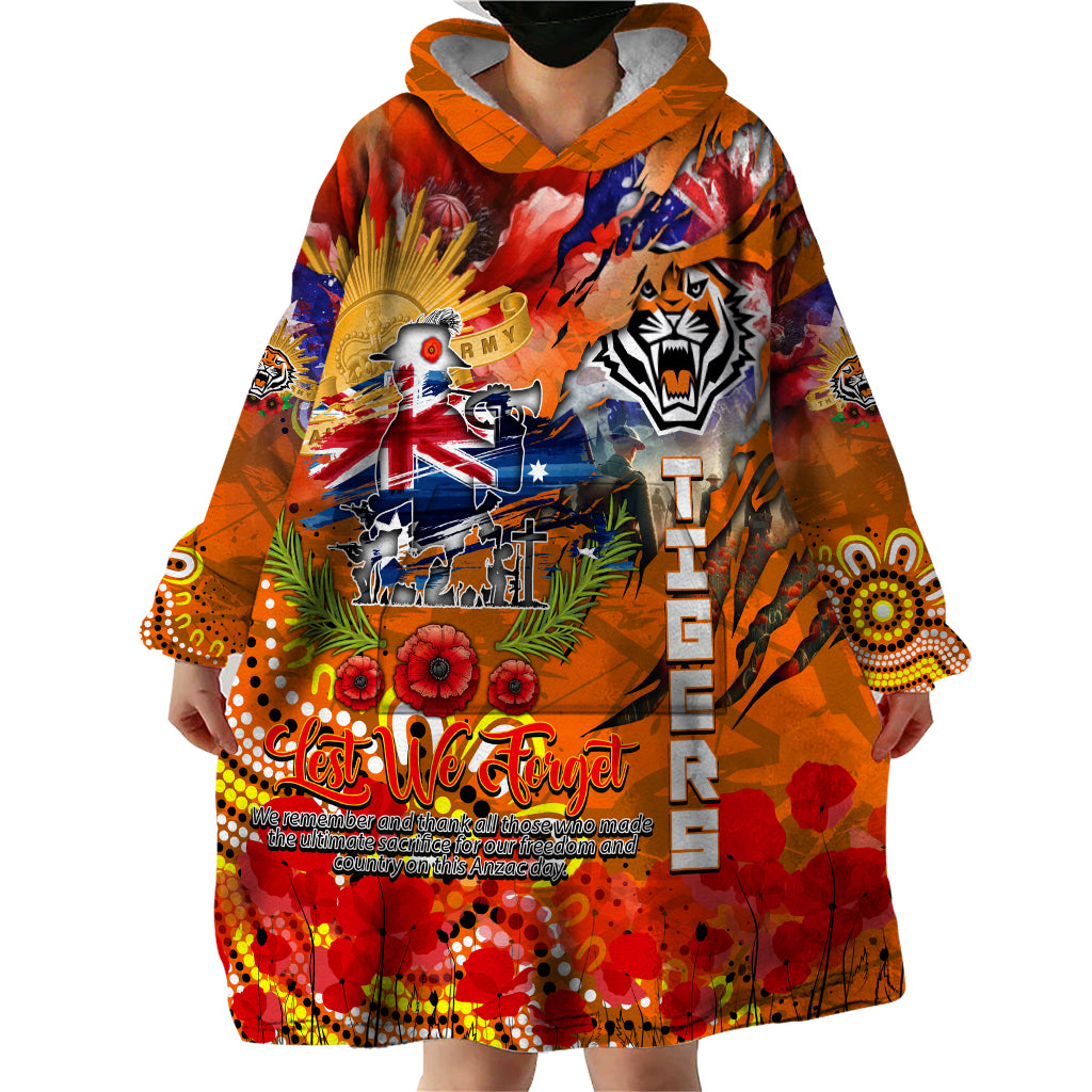 Personalised Australia Rugby Tigers ANZAC Wearable Blanket Hoodie Wests Scratch Style