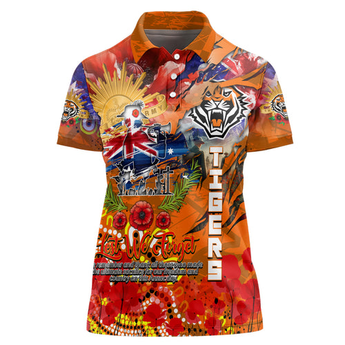 Personalised Australia Rugby Tigers ANZAC Women Polo Shirt Wests Scratch Style