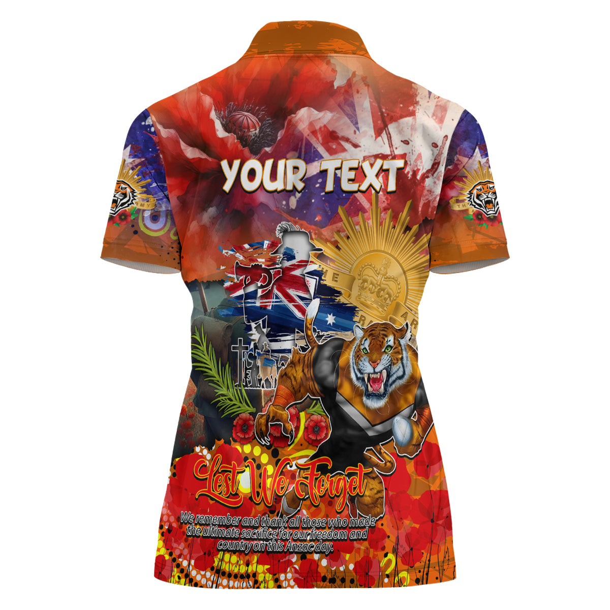 Personalised Australia Rugby Tigers ANZAC Women Polo Shirt Wests Scratch Style