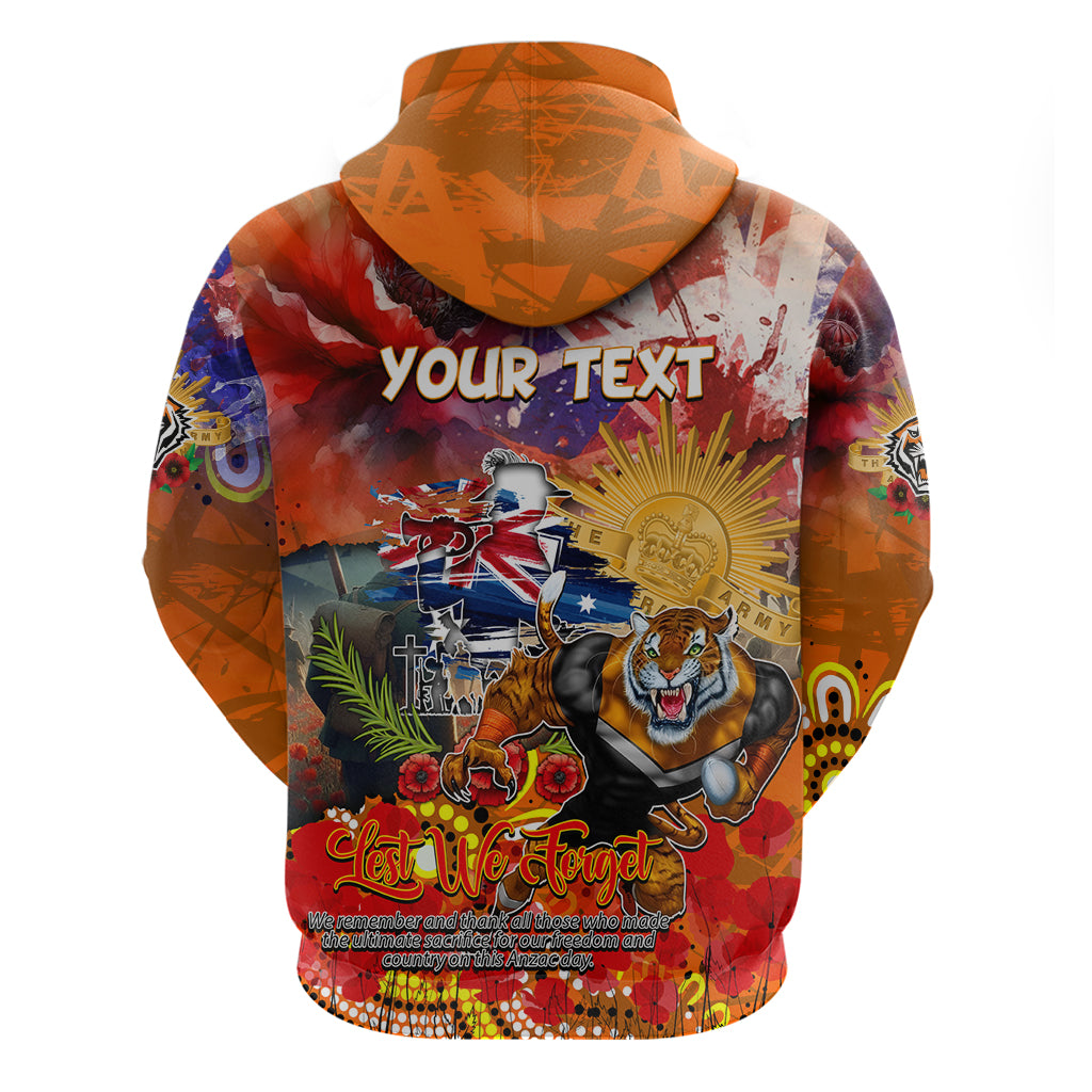 Personalised Australia Rugby Tigers ANZAC Zip Hoodie Wests Scratch Style