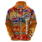 Personalised Australia Rugby Tigers ANZAC Zip Hoodie Wests Scratch Style