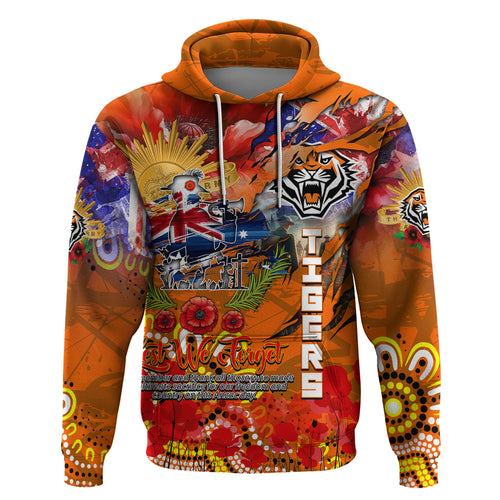 Personalised Australia Rugby Tigers ANZAC Zip Hoodie Wests Scratch Style