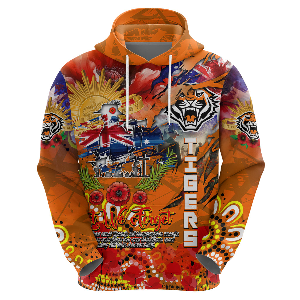 Personalised Australia Rugby Tigers ANZAC Zip Hoodie Wests Scratch Style