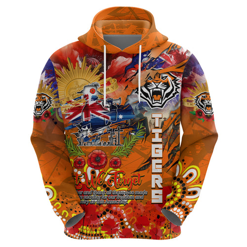 Personalised Australia Rugby Tigers ANZAC Zip Hoodie Wests Scratch Style