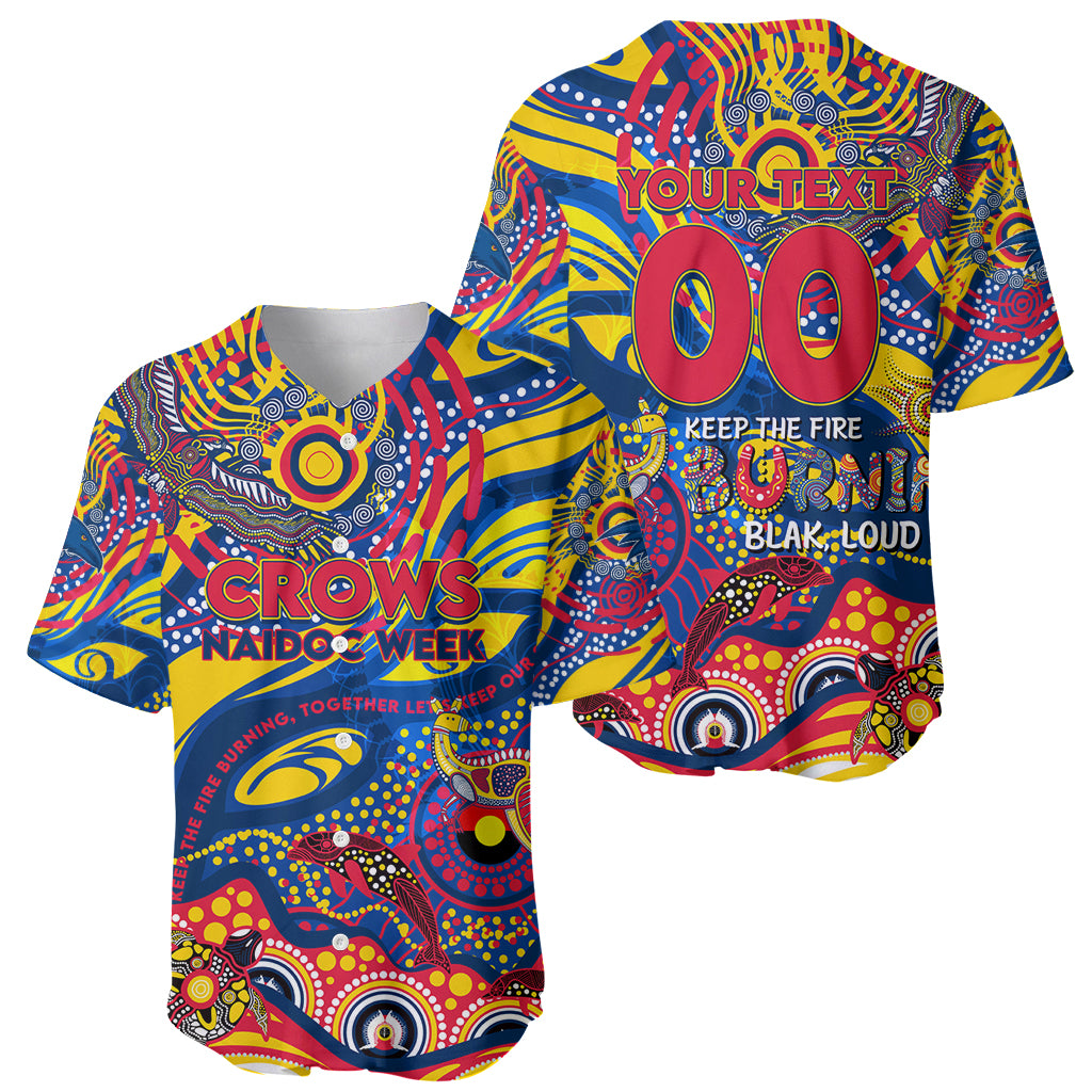 Custom NAIDOC Week 2024 Crows Baseball Jersey Aboriginal Animals Keep The Fire Burning