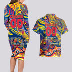Custom NAIDOC Week 2024 Crows Couples Matching Long Sleeve Bodycon Dress and Hawaiian Shirt Aboriginal Animals Keep The Fire Burning