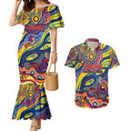 Custom NAIDOC Week 2024 Crows Couples Matching Mermaid Dress and Hawaiian Shirt Aboriginal Animals Keep The Fire Burning