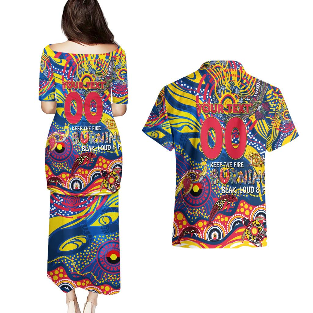 Custom NAIDOC Week 2024 Crows Couples Matching Puletasi and Hawaiian Shirt Aboriginal Animals Keep The Fire Burning