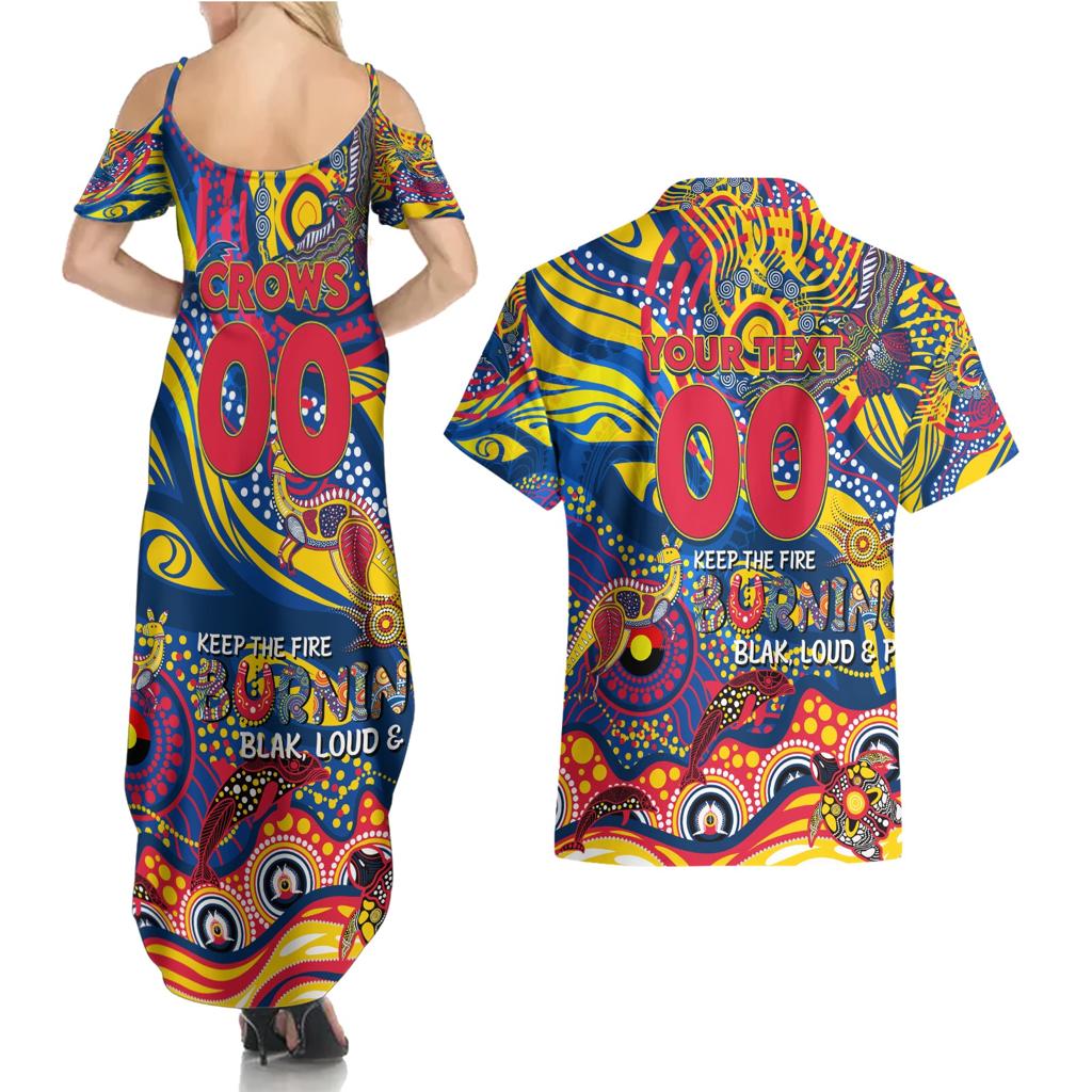 Custom NAIDOC Week 2024 Crows Couples Matching Summer Maxi Dress and Hawaiian Shirt Aboriginal Animals Keep The Fire Burning