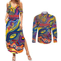 Custom NAIDOC Week 2024 Crows Couples Matching Summer Maxi Dress and Long Sleeve Button Shirt Aboriginal Animals Keep The Fire Burning