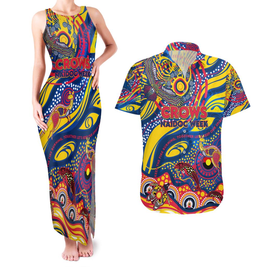 Custom NAIDOC Week 2024 Crows Couples Matching Tank Maxi Dress and Hawaiian Shirt Aboriginal Animals Keep The Fire Burning