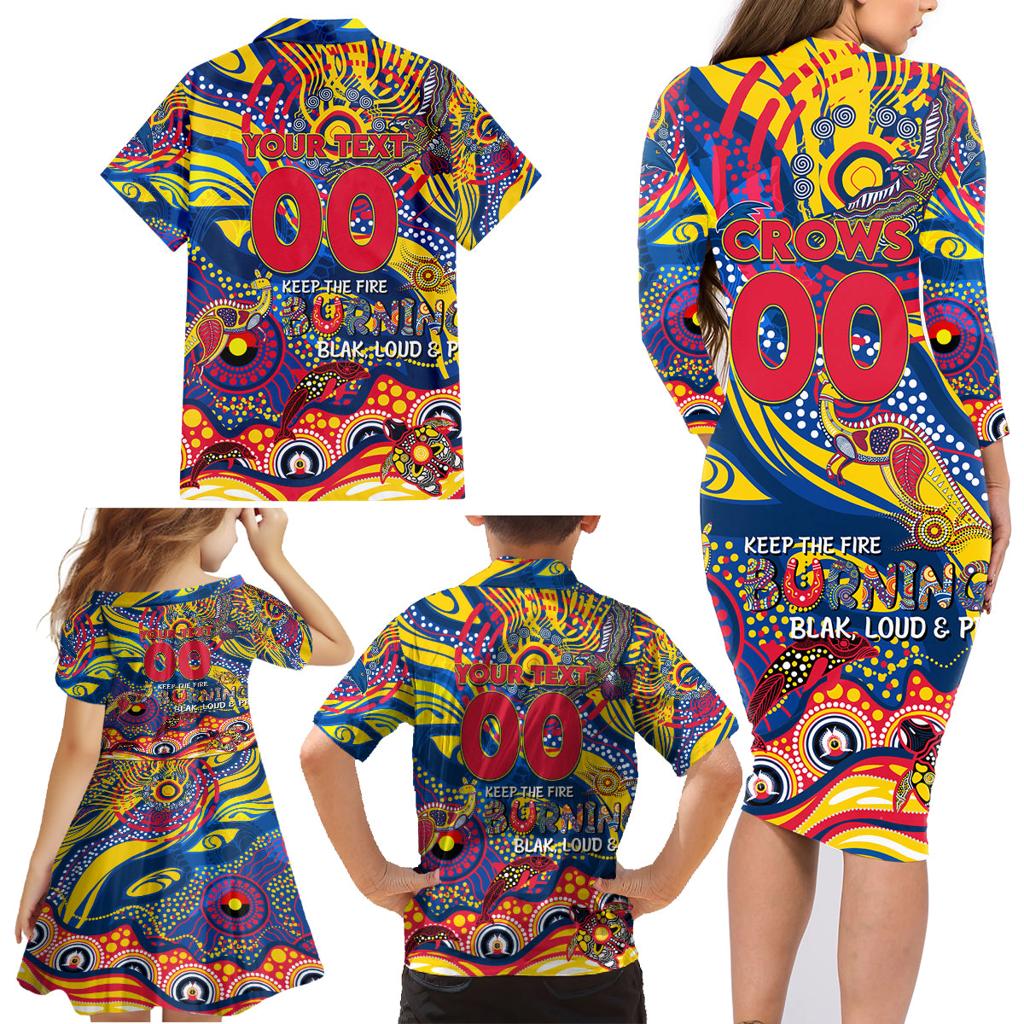 Custom NAIDOC Week 2024 Crows Family Matching Long Sleeve Bodycon Dress and Hawaiian Shirt Aboriginal Animals Keep The Fire Burning