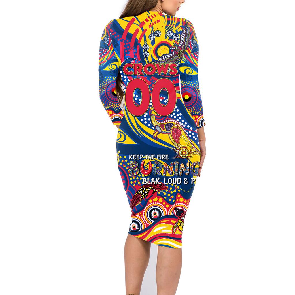 Custom NAIDOC Week 2024 Crows Family Matching Long Sleeve Bodycon Dress and Hawaiian Shirt Aboriginal Animals Keep The Fire Burning