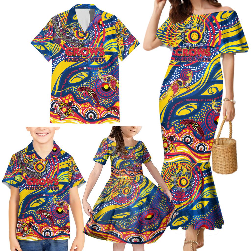 Custom NAIDOC Week 2024 Crows Family Matching Mermaid Dress and Hawaiian Shirt Aboriginal Animals Keep The Fire Burning