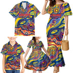 Custom NAIDOC Week 2024 Crows Family Matching Mermaid Dress and Hawaiian Shirt Aboriginal Animals Keep The Fire Burning