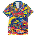 Custom NAIDOC Week 2024 Crows Family Matching Off Shoulder Maxi Dress and Hawaiian Shirt Aboriginal Animals Keep The Fire Burning