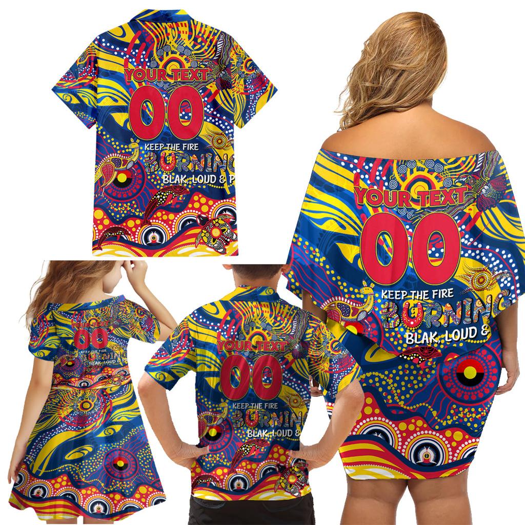 Custom NAIDOC Week 2024 Crows Family Matching Off Shoulder Short Dress and Hawaiian Shirt Aboriginal Animals Keep The Fire Burning
