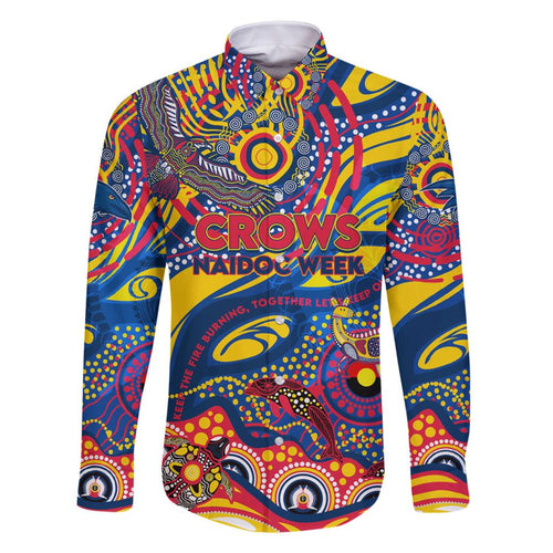 Custom NAIDOC Week 2024 Crows Family Matching Off Shoulder Short Dress and Hawaiian Shirt Aboriginal Animals Keep The Fire Burning