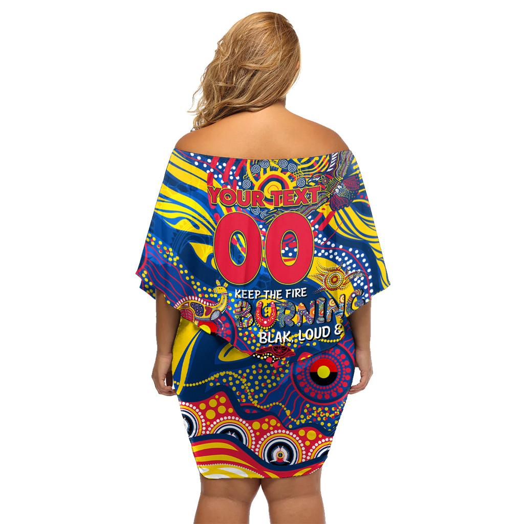 Custom NAIDOC Week 2024 Crows Family Matching Off Shoulder Short Dress and Hawaiian Shirt Aboriginal Animals Keep The Fire Burning