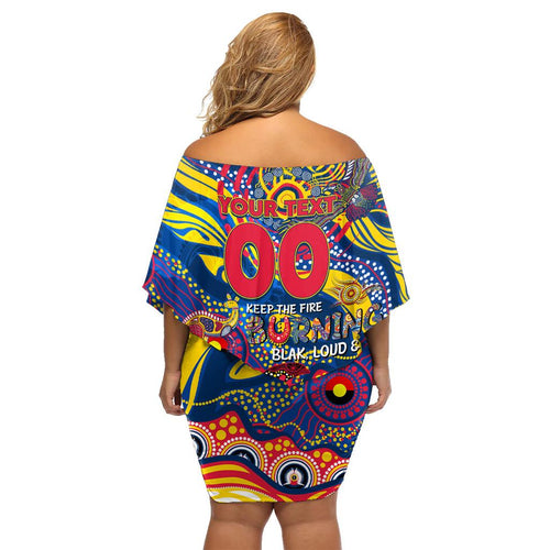 Custom NAIDOC Week 2024 Crows Family Matching Off Shoulder Short Dress and Hawaiian Shirt Aboriginal Animals Keep The Fire Burning