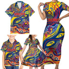 Custom NAIDOC Week 2024 Crows Family Matching Short Sleeve Bodycon Dress and Hawaiian Shirt Aboriginal Animals Keep The Fire Burning