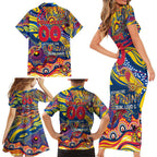 Custom NAIDOC Week 2024 Crows Family Matching Short Sleeve Bodycon Dress and Hawaiian Shirt Aboriginal Animals Keep The Fire Burning