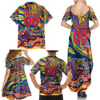 Custom NAIDOC Week 2024 Crows Family Matching Summer Maxi Dress and Hawaiian Shirt Aboriginal Animals Keep The Fire Burning