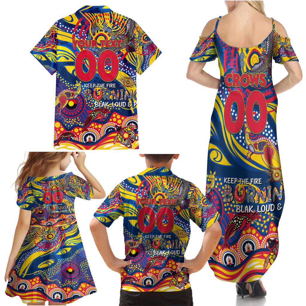 Custom NAIDOC Week 2024 Crows Family Matching Summer Maxi Dress and Hawaiian Shirt Aboriginal Animals Keep The Fire Burning