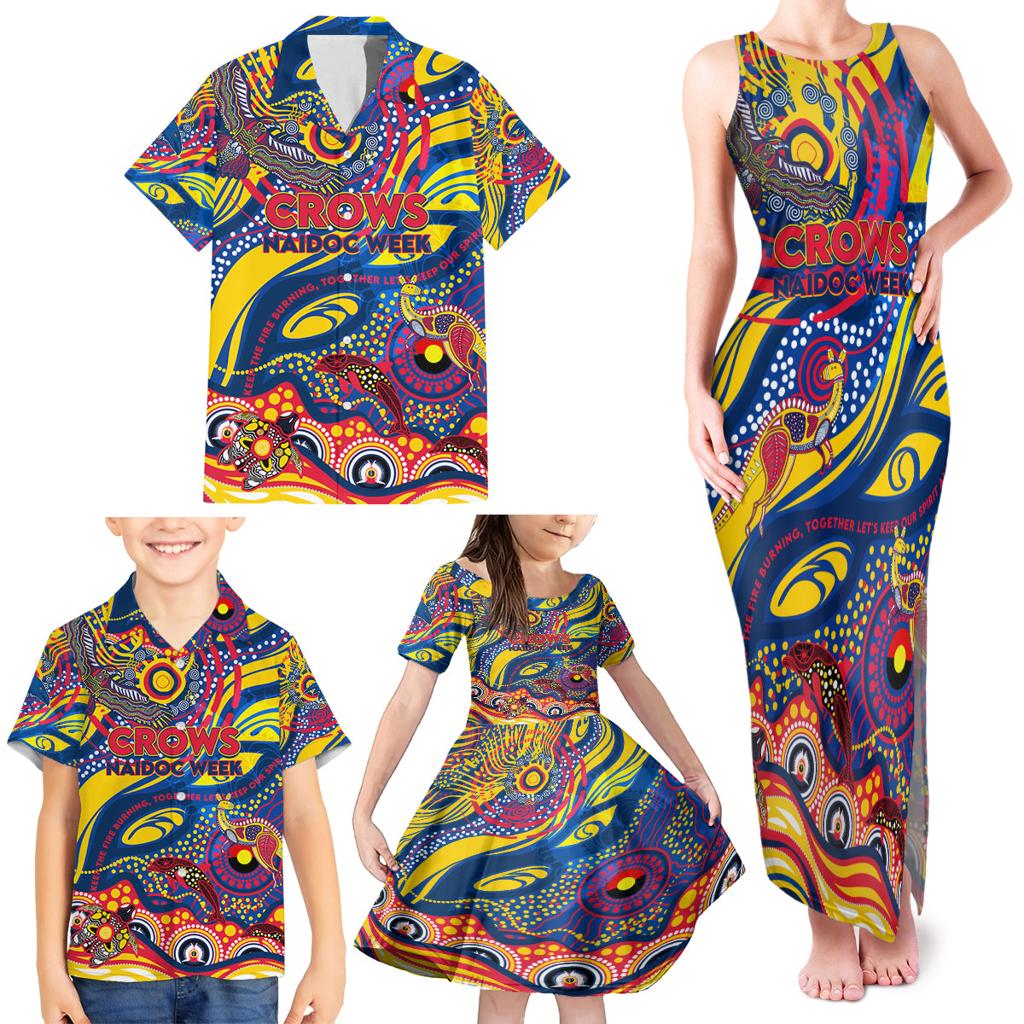 Custom NAIDOC Week 2024 Crows Family Matching Tank Maxi Dress and Hawaiian Shirt Aboriginal Animals Keep The Fire Burning