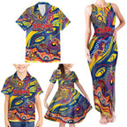 Custom NAIDOC Week 2024 Crows Family Matching Tank Maxi Dress and Hawaiian Shirt Aboriginal Animals Keep The Fire Burning
