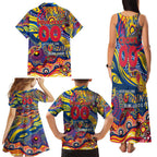 Custom NAIDOC Week 2024 Crows Family Matching Tank Maxi Dress and Hawaiian Shirt Aboriginal Animals Keep The Fire Burning