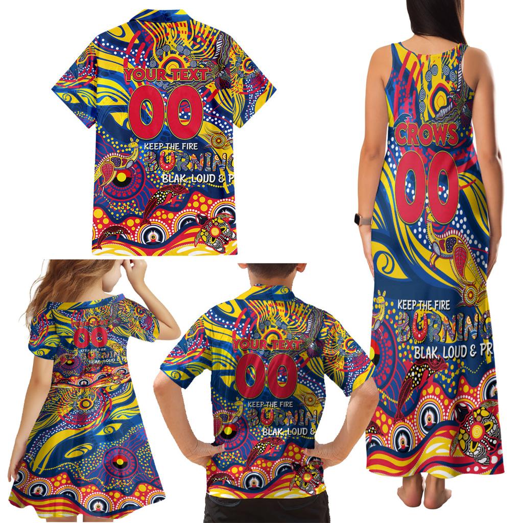 Custom NAIDOC Week 2024 Crows Family Matching Tank Maxi Dress and Hawaiian Shirt Aboriginal Animals Keep The Fire Burning