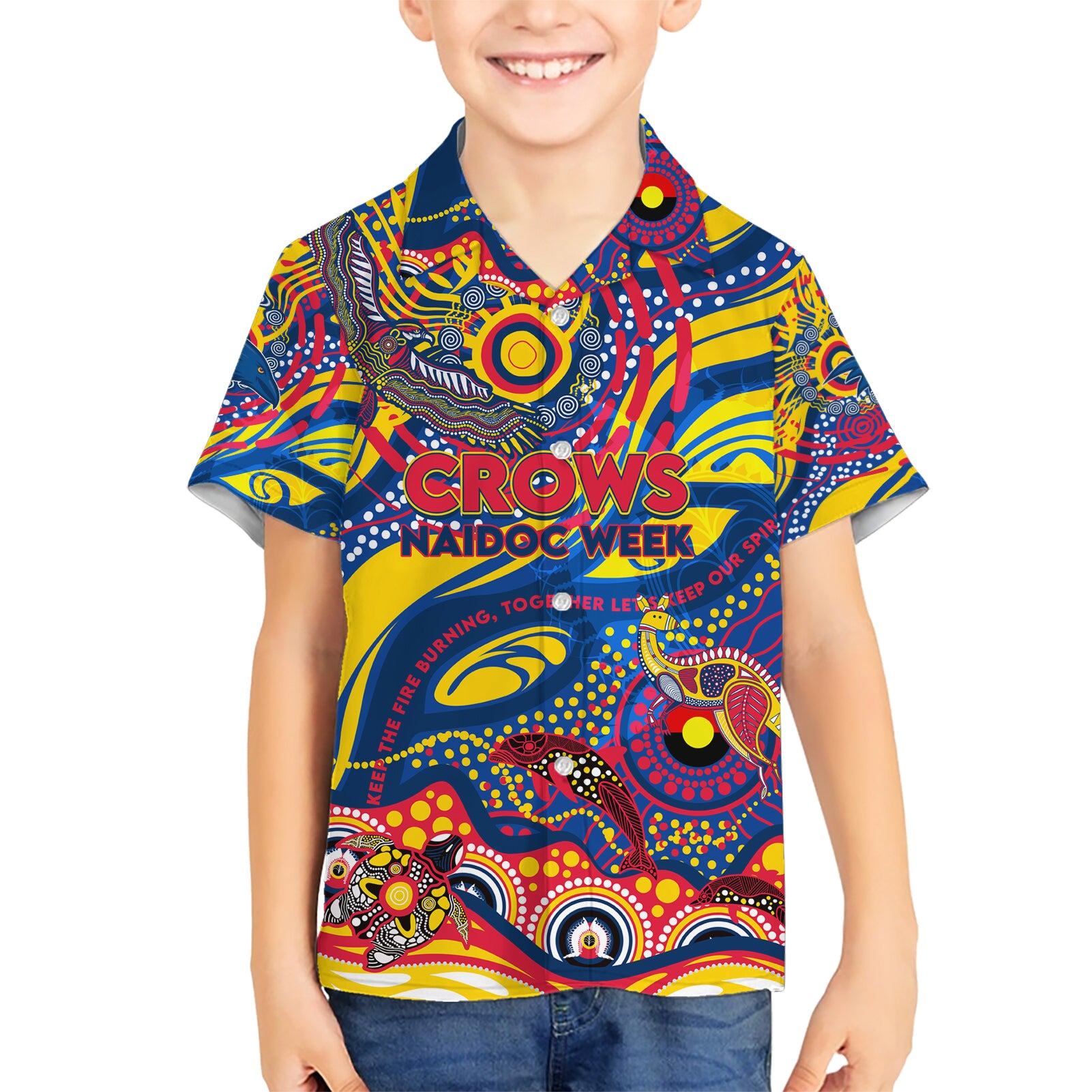 Custom NAIDOC Week 2024 Crows Hawaiian Shirt Aboriginal Animals Keep The Fire Burning