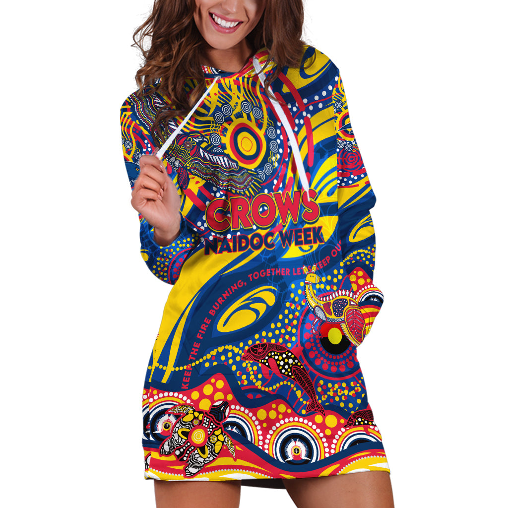 Custom NAIDOC Week 2024 Crows Hoodie Dress Aboriginal Animals Keep The Fire Burning