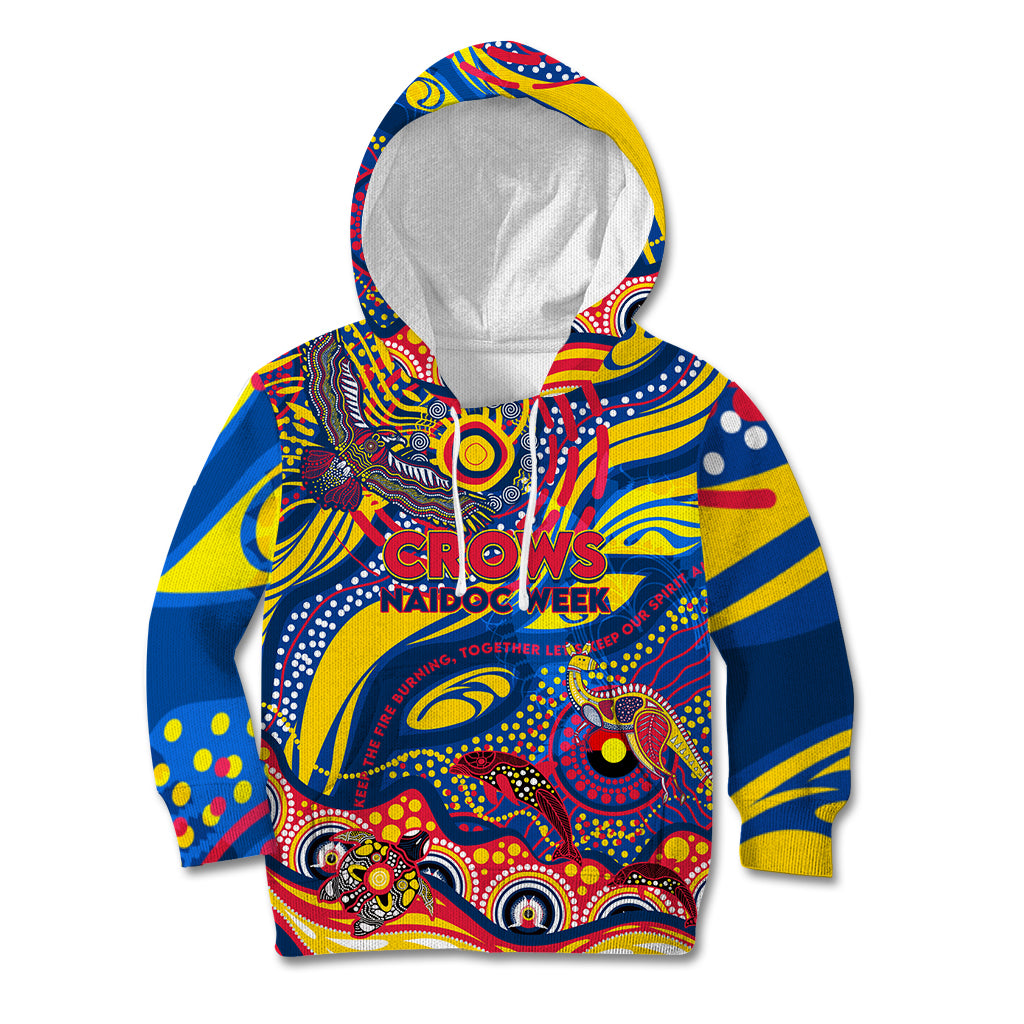 Custom NAIDOC Week 2024 Crows Kid Hoodie Aboriginal Animals Keep The Fire Burning