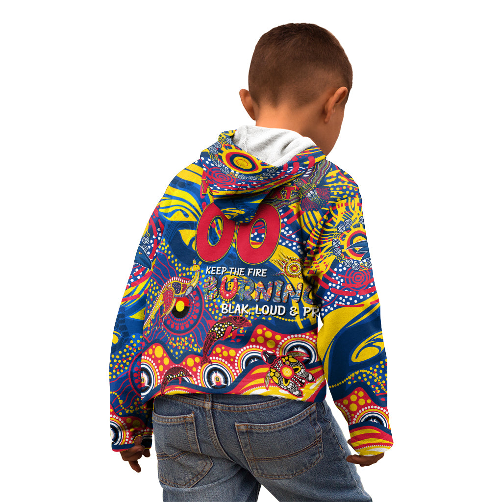 Custom NAIDOC Week 2024 Crows Kid Hoodie Aboriginal Animals Keep The Fire Burning