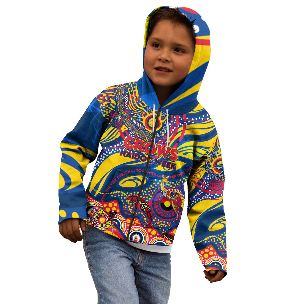Custom NAIDOC Week 2024 Crows Kid Hoodie Aboriginal Animals Keep The Fire Burning
